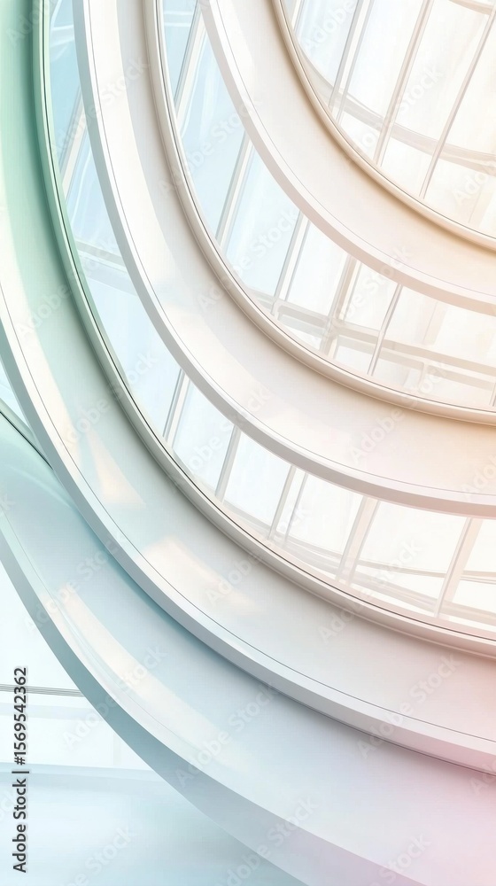 Fototapeta premium Modern Architectural Curves and Gradient Light modern light gradient architecture interior curve curved abstract design structure white window bright color gradient pastel transition minimal smooth