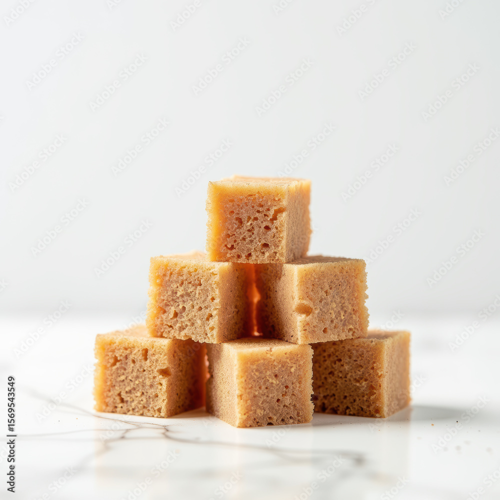 Delicious sweet cubes stacked neatly, showcasing soft texture and light color, perfect for desserts or snacks Delicious sweet cubes stacked neatly, showcasing soft texture and light color, perfect for desserts or snacks
