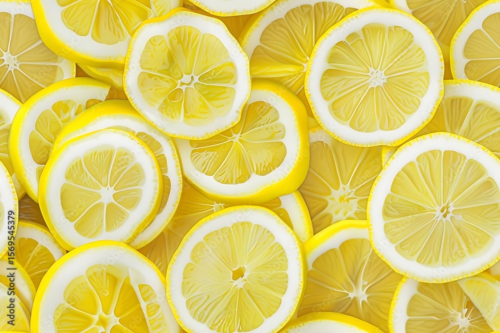 Fototapeta premium Sliced lemons with yellow citrus texture.