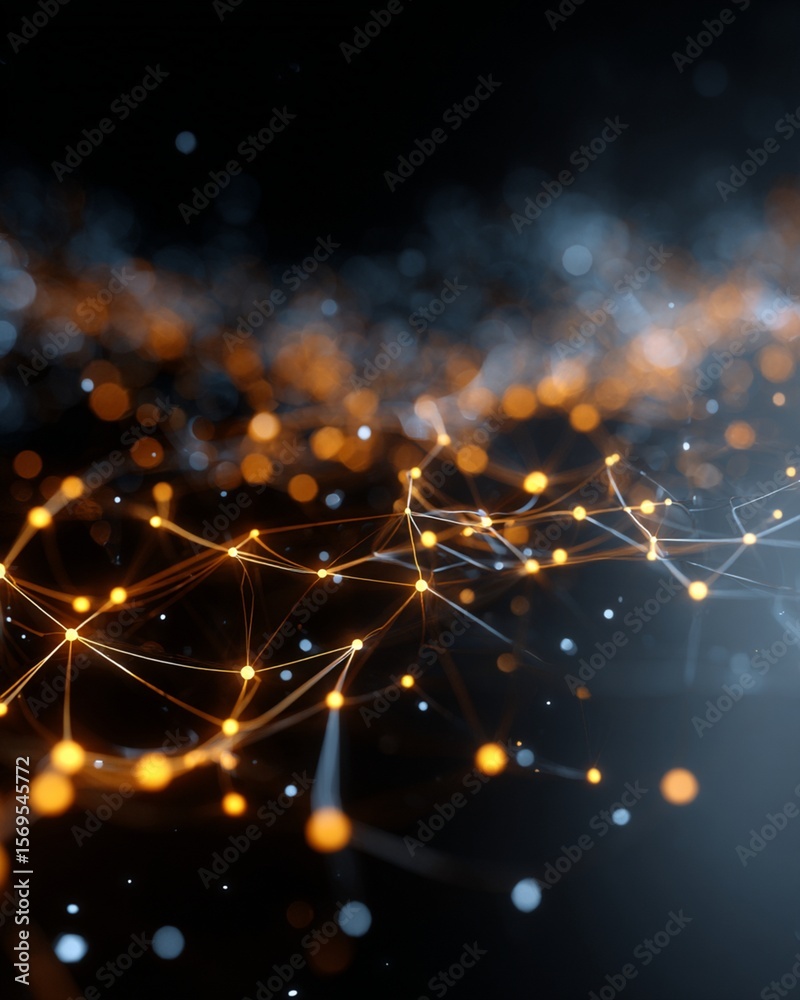 Fototapeta premium Glowing digital web with interconnected lines and nodes