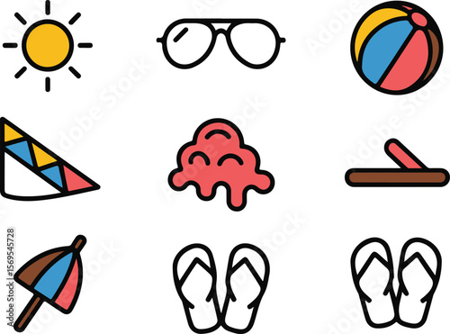 Hand Drawn Summer Clipart Pack | Beach Ball, Waves, Ice Cream

