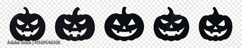 halloween pumpkin jack flat icon set