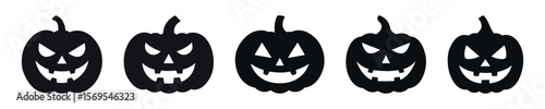 halloween pumpkin jack flat icon set
