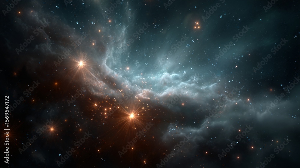 Fototapeta premium Cosmic abstract with vibrant nebulas