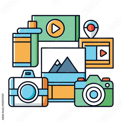 Photo and Video Icon Set – Camera, Gallery, and Multimedia Symbols