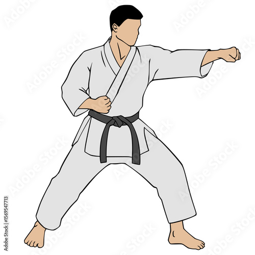 Karate Pose Illustration Simple Cartoon