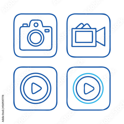 Photo and Video Icon Set – Camera, Gallery, and Multimedia Symbols