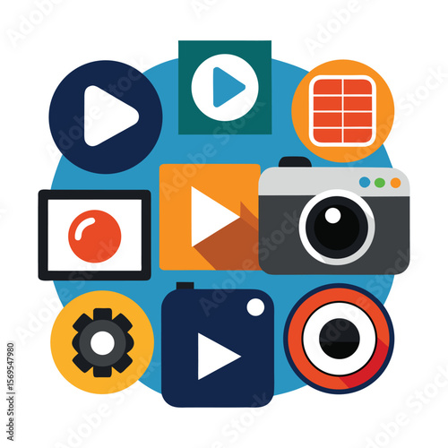 Photo and Video Icon Set – Camera, Gallery, and Multimedia Symbols