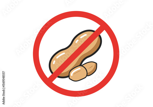 No peanuts symbol with illustration of peanuts and prohibition sign, isolated on transparent background    
