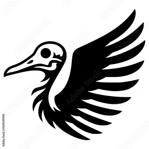 Silhouette portrait of duck skeleton