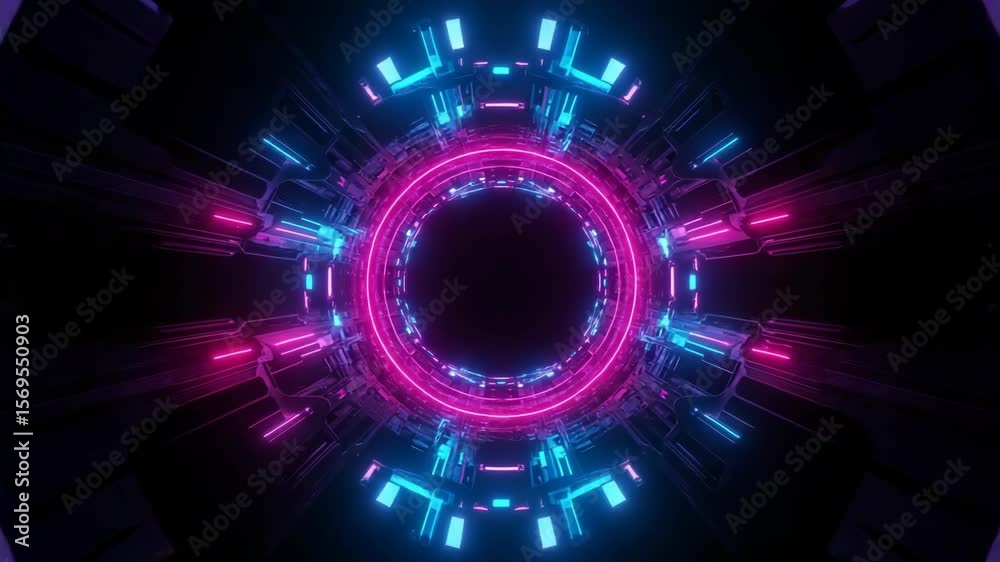 Abstract blue glowing vector background with circles futuristic design and vibrant light effects