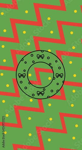 Festive Christmas wreath with a cheerful mood on a vibrant green background