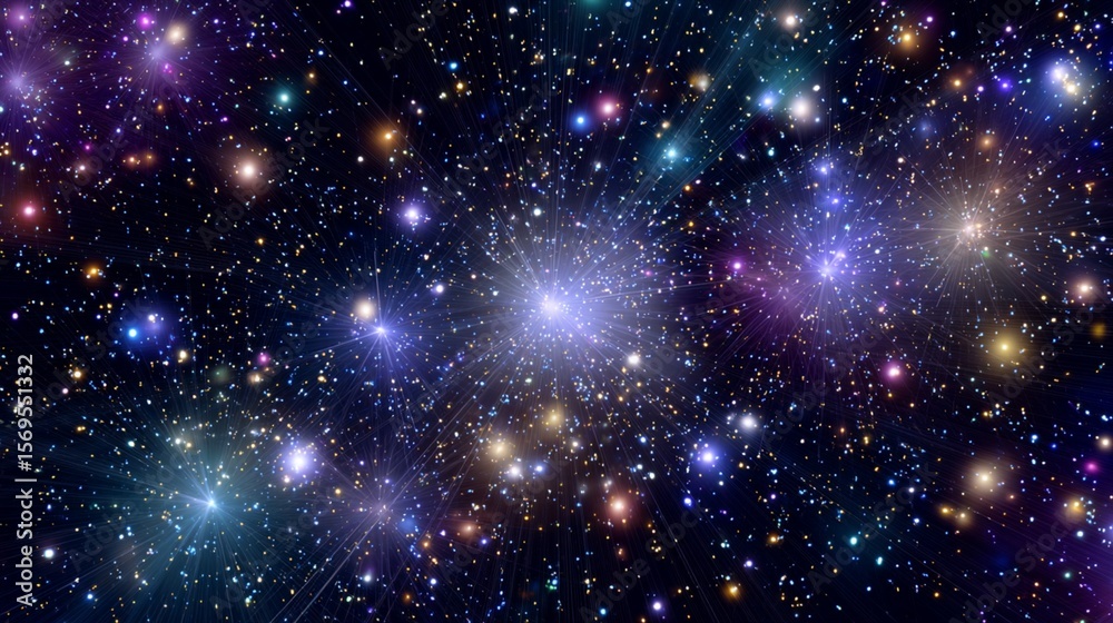 Fototapeta premium Cosmic abstract phenomena with starbursts and nebulae