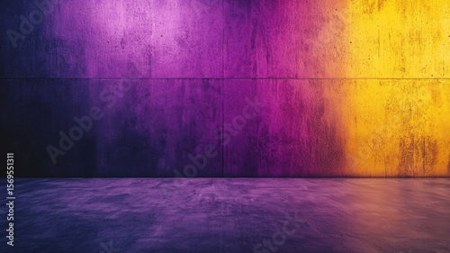 Abstract Concrete Room Background with Purple and Yellow Light concrete room background light purple yellow abstract wall floor empty texture surface grunge industrial urban lighting colorful pink