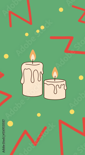 Stylish candles with a whimsical mood on a colorful background