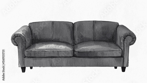Subtle Shelter Living room sofa grey isolated watercolor vector illustration svg