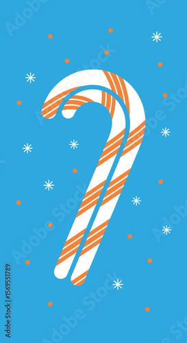 Festive candy canes with a joyful mood on a bright blue background