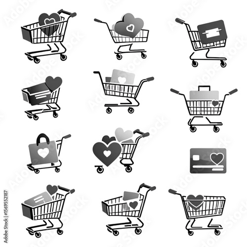 ラブショッピングアイコンセット｜Love Shopping Icon Set