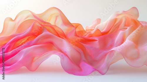 Ethereal Flowing Gradient Fabric Texture in Pink, Orange, and Yellow fabric texture gradient flowing yellow ethereal abstract waves pink orange soft smooth textile silk drapery pastel delicate curve