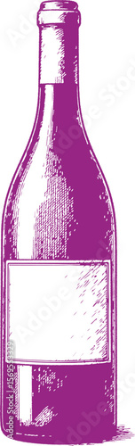 A hand-drawn vintage illustration of a wine bottle. Ideal for wine branding, product labels, vineyard marketing, and classical beverage packaging design.