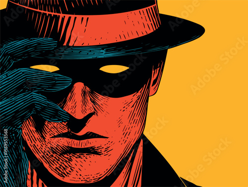 Mysterious Figure with a Fedora vector image in comic style