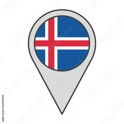 Free Download Vector illustration of a geolocation tag colored with the flag of Iceland - GFXLoad