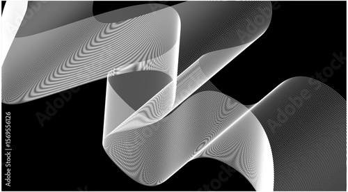 Blend Wavy Curved Background Black And White Design Abstract Vector Illustration