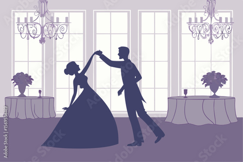 bride and groom in wedding dress