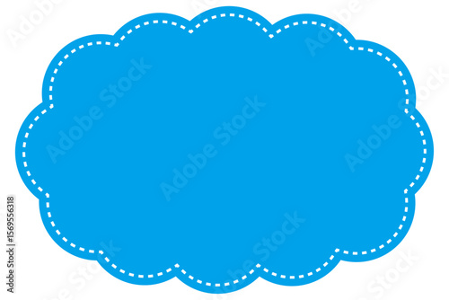 ブルーの雲型フレームイラスト