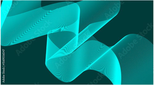 Blend Wavy Curved Background Cyan Design Abstract Vector Illustration