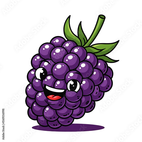 Happy Grapes: A Bunch of Smiling Fruit Characters, Joyful Grape Bunch Cartoon Illustration, Cute Purple Grapes with Expressive Faces.
