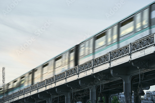 Rushing Through Paris: Metro on the Iconic Bir-Hakeim Bridge