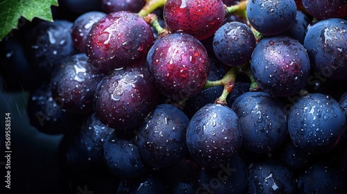 Wallpaper Mural Close-up of a bunch of grapes. the grapes are dark purple in color and have small droplets of water on their surface. Torontodigital.ca