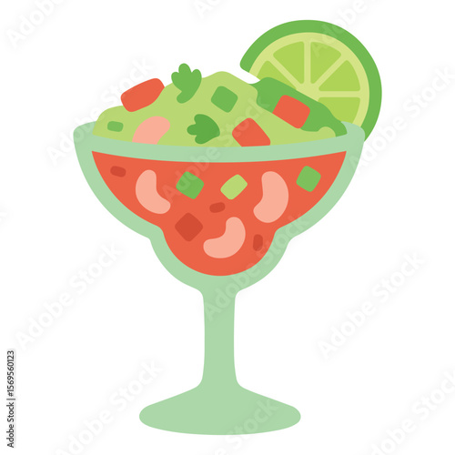 Ceviche Glass food vector, Mexican Food clipart, Mexican Ceviche Glass illustration, food isolated
