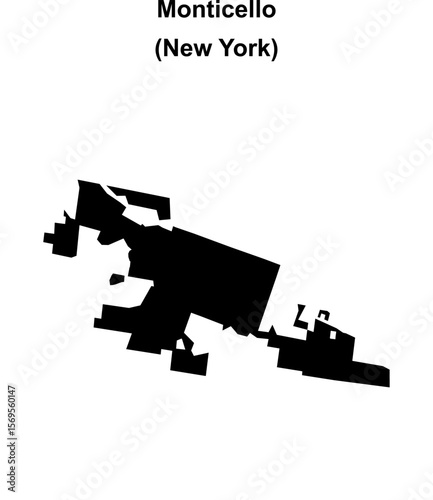 Monticello (New York) blank outline map