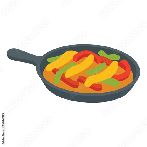 Chicken Fajitas food vector, Mexican Food clipart, Mexican Chicken Fajitas illustration, food isolated
