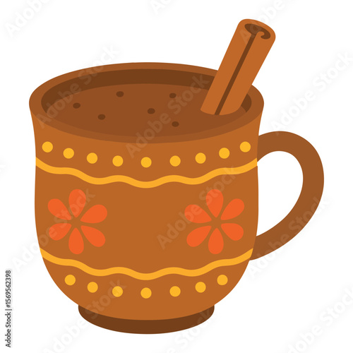 Hot Chocolate food vector, Mexican Food clipart, Mexican Hot Chocolate illustration, food isolated
