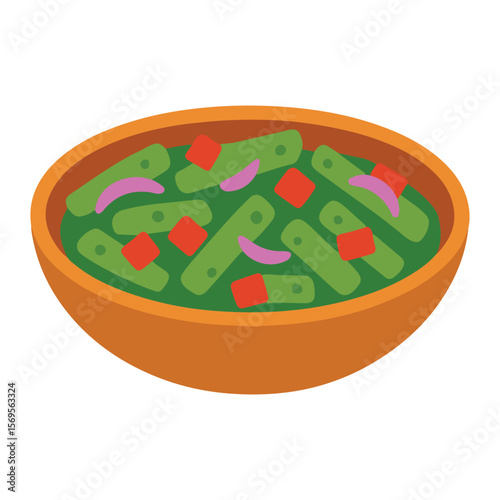 Nopales Salad food vector, Mexican Food clipart, Mexican Nopales Salad illustration, food isolated
