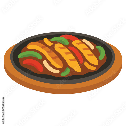 Sizzling Fajitas food vector, Mexican Food clipart, Mexican Sizzling Fajitas illustration, food isolated
