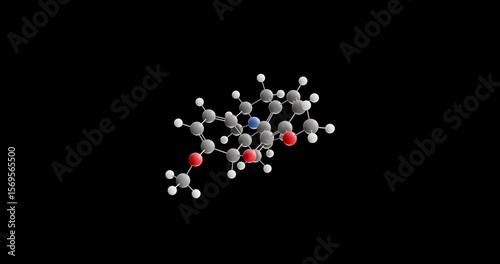 Thebaine molecule, rotating 3D model of paramorphine, looped video on a black background
