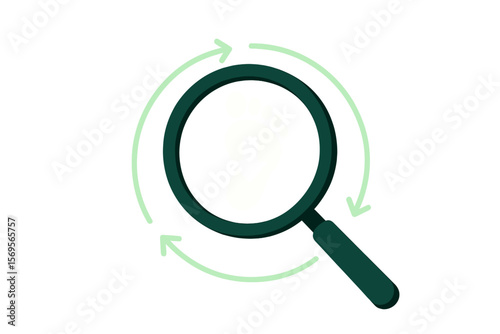 Magnifying Glass Analyzing Carbon Footprint Reduction, Circular Arrows, Climate Change, Carbon Emission Control, Carbon Credit, Global Warming Mitigation, Sustainability Concept