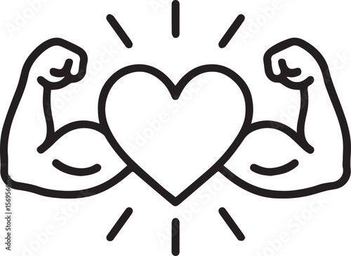 Strong Heart Icon – Love and Strength Concept Illustration