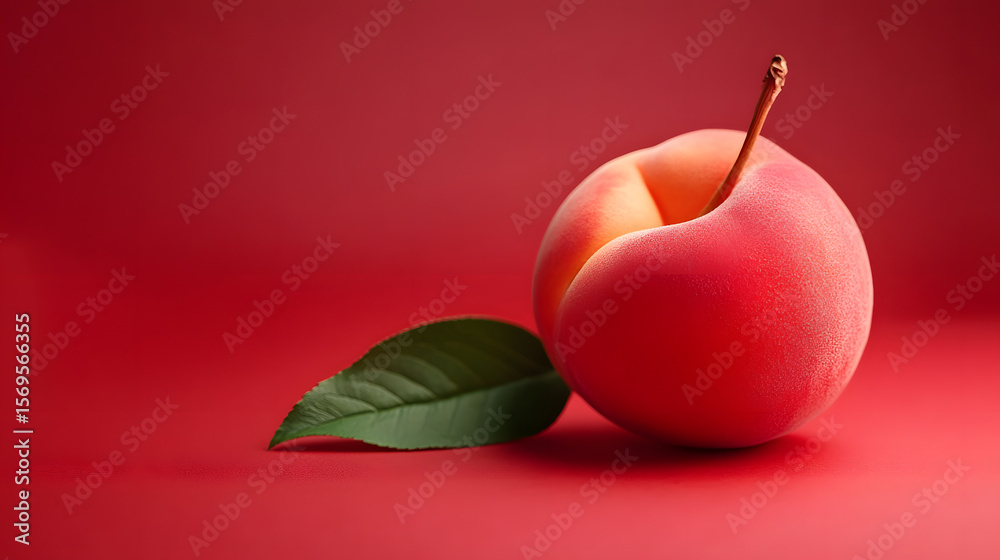 Obraz premium red peach with leaf