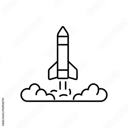 Rocket Start Launch Liftoff Line Icon
