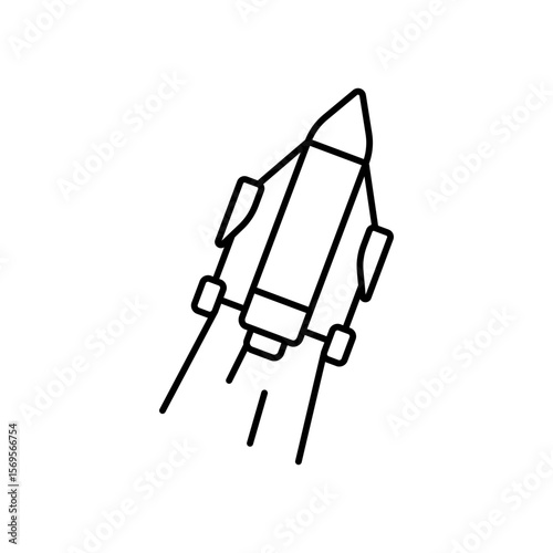 Rocket Flying Space Launch Line Icon