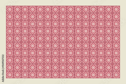 A striking red tile vector design adds energy and boldness to wall or floor applications in contemporary, cultural, or artistic interiors.

