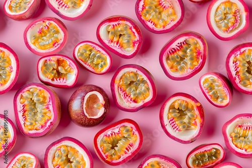 Passion Fruit Pattern Pink Background.
