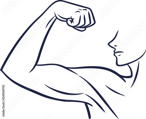 Strong Man Bicep Flex Illustration on white background