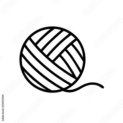 Yarn ball icon representing knitting and fiber art – outline