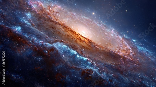 Cosmic Spiral Galaxy: A breathtaking view of a spiral galaxy, showcasing vibrant colors, swirling arms, and a luminous core, creating a sense of awe and wonder.